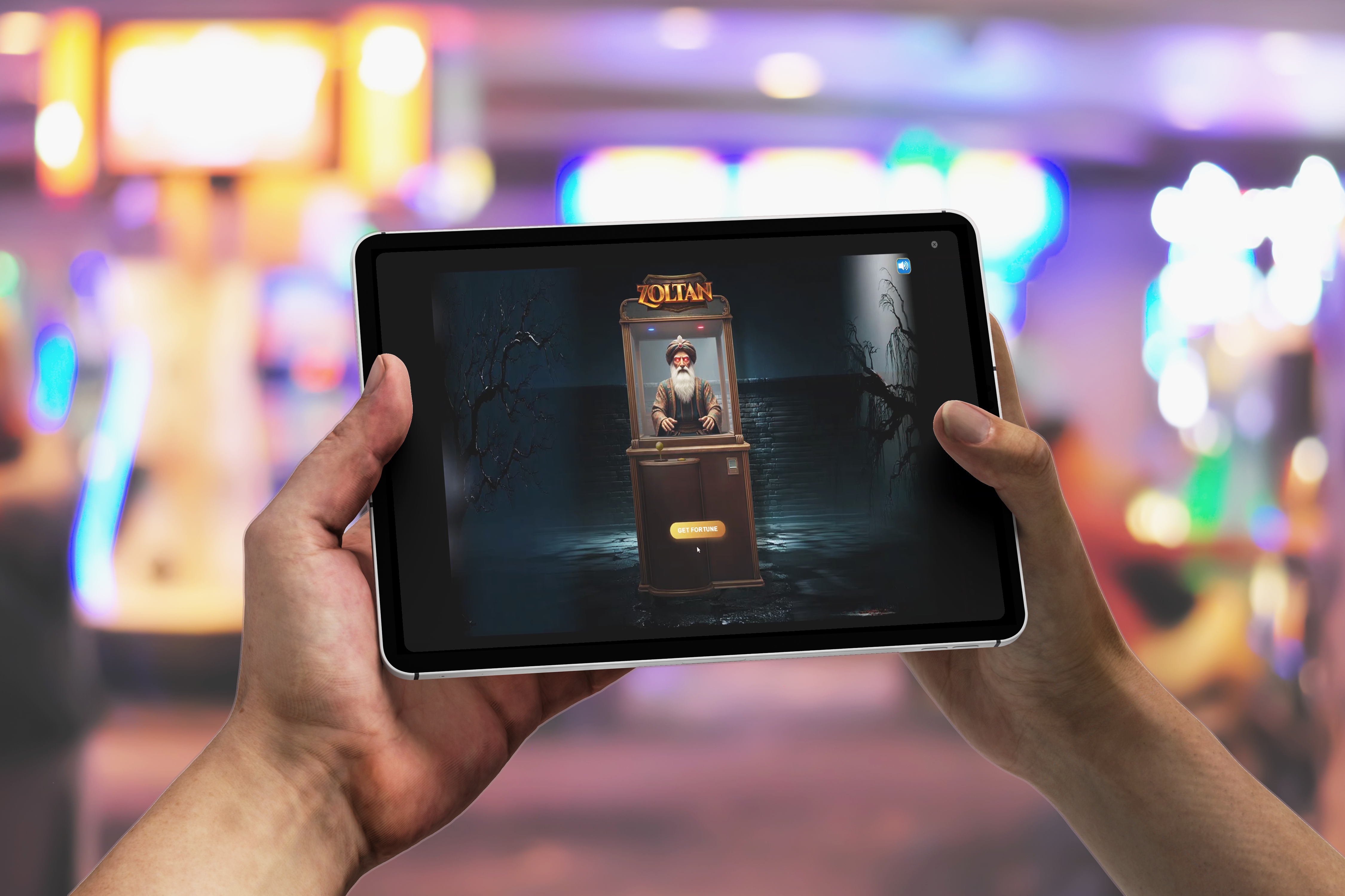 Player on tablet participating in campaign game