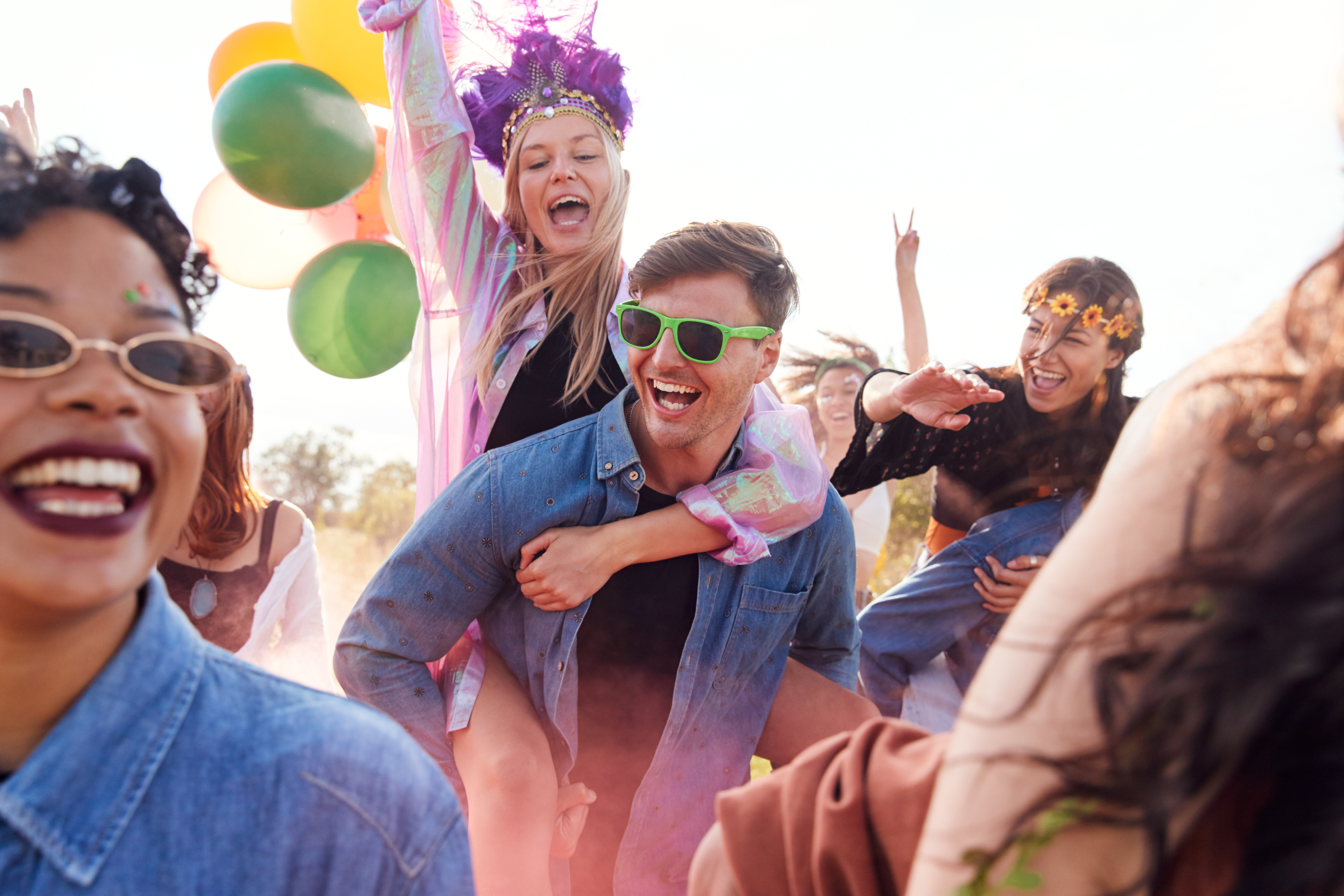 Happy crowd at a fair or outdoor event