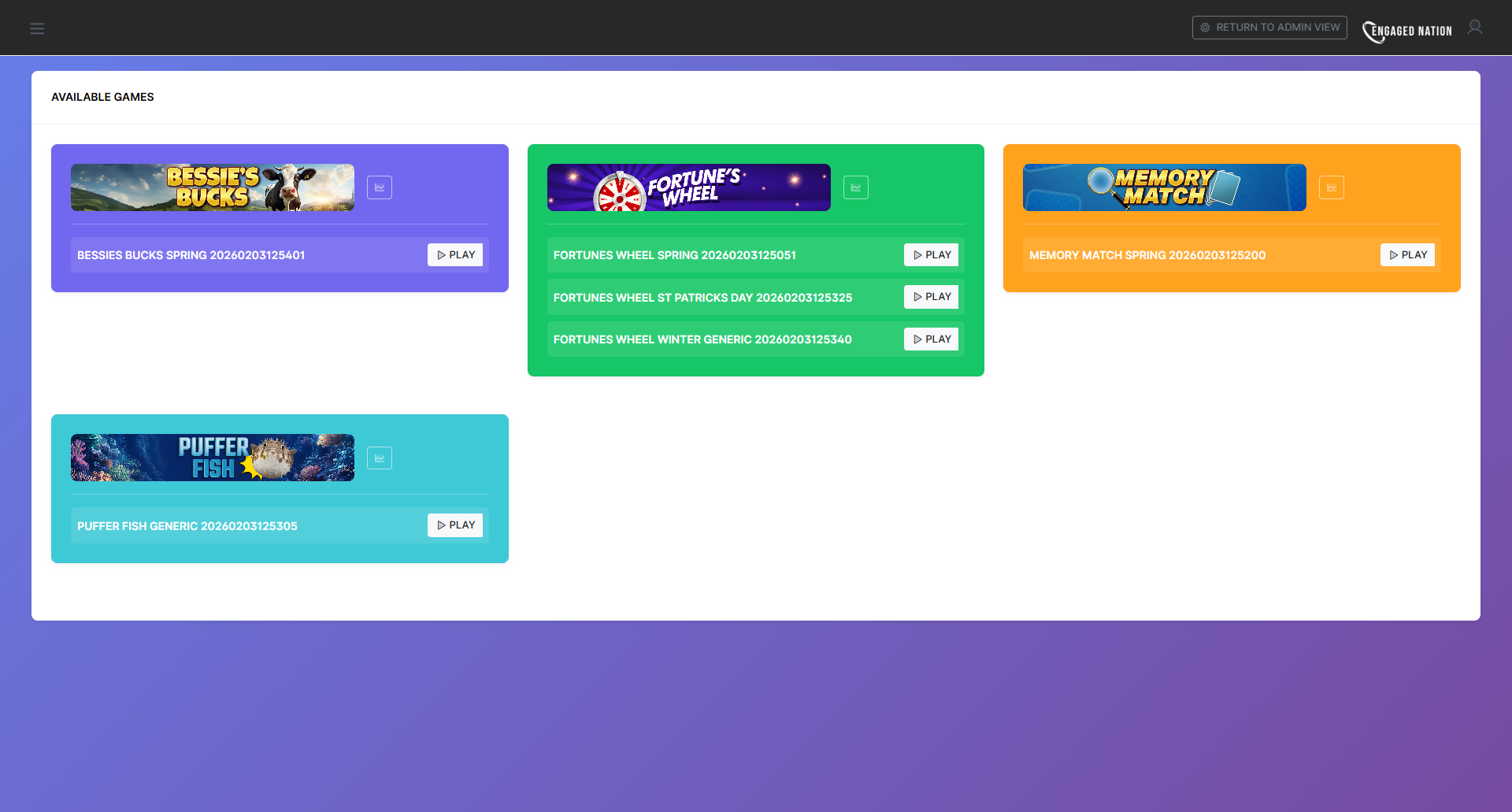 Multiple P.O.D. game promotions running simultaneously